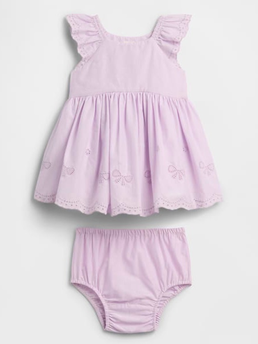 GAP Lilac Eyelet Flutter-Sleeve Dress